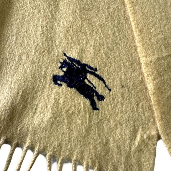 Burberrys Vintage Scarf Beige 100% Cashmere Unisex Scarf Made In England - Picture 6 of 8